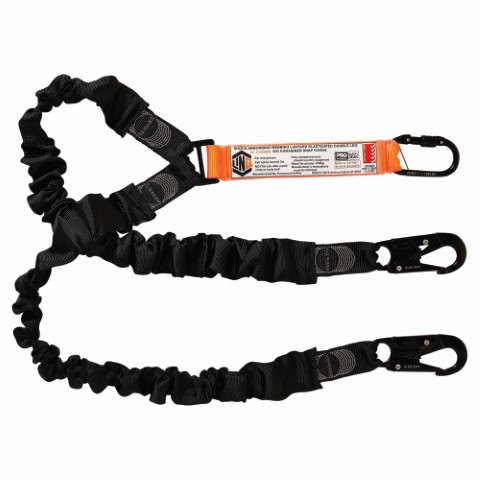 LINQ WEBBING LANYARD ELASTIC DBL LEG 1 X SG KARABINER 2 X SNAP HOOK